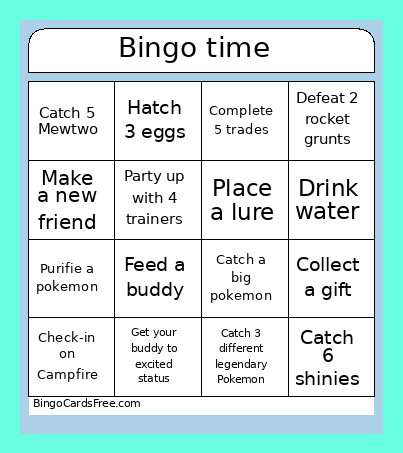 Time Bingo Card