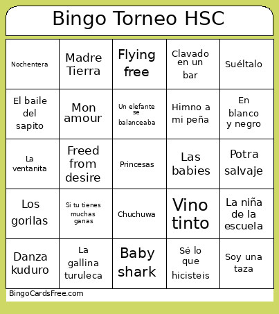 Torneo HSC Bingo Card