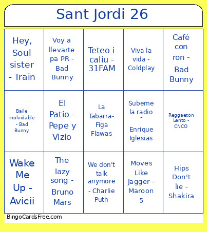 Tramuntana 26 Bingo Card