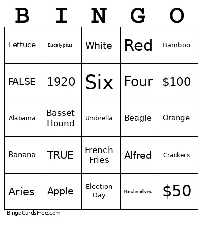 Trivia Bingo Card
