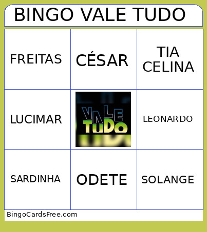 VALE TUDO Bingo Card