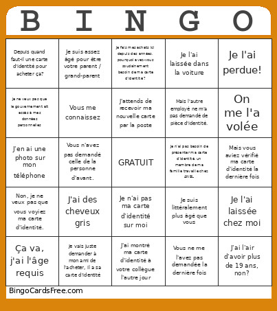 Vente Responsable Bingo Card