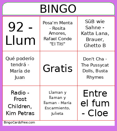 Vic Bingo Card