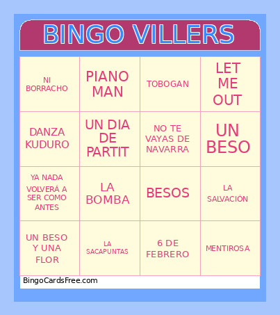 VILLERS Bingo Card
