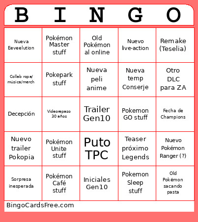 Vir V1 Bingo Card