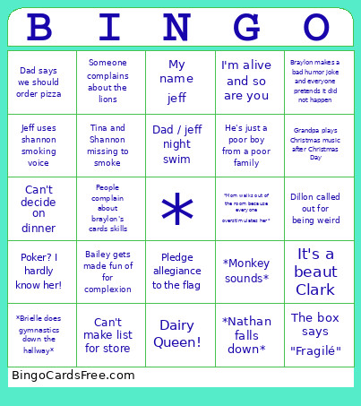 Waynes Bingo Card