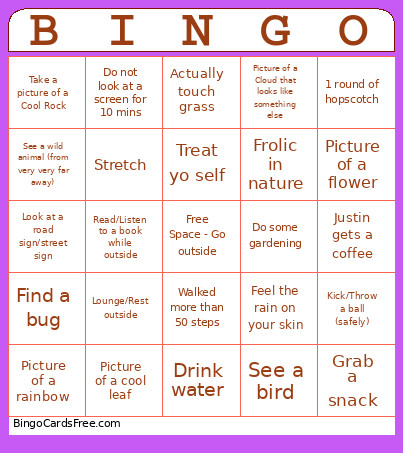 Wellness Bingo Card