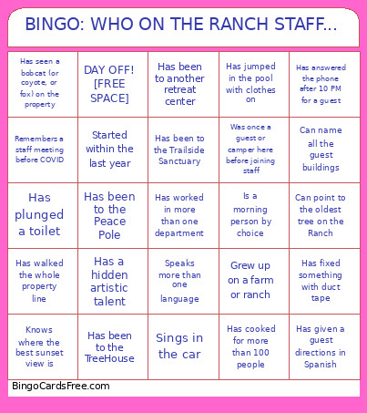 : WHO ON THE RANCH STAFF... Bingo Card
