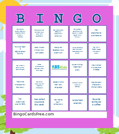 With ABS Kids Bingo Card