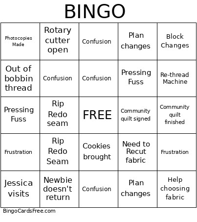 With Middle Bingo Card