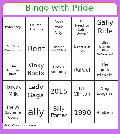 With Pride Bingo Card