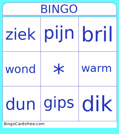 Ziek Alfa Bingo Card