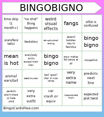 Bigno Bingo Card