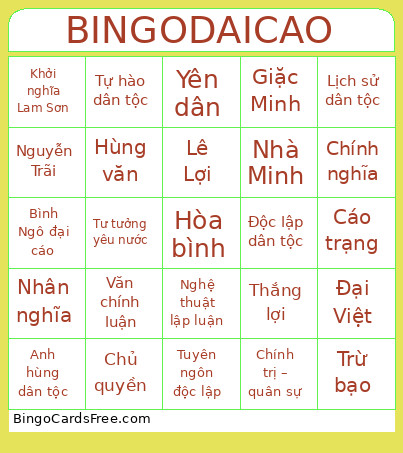 DAICAO Bingo Card