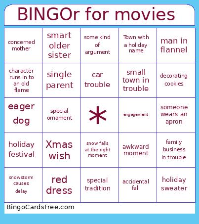 R For Movies Bingo Card