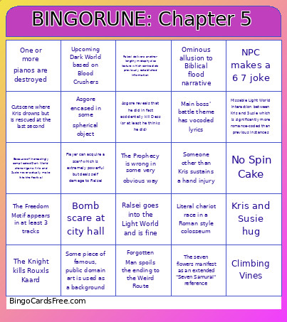 RUNE: Chapter 5 Bingo Card