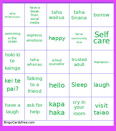 T Bingo Card
