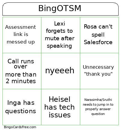 TSM Bingo Card