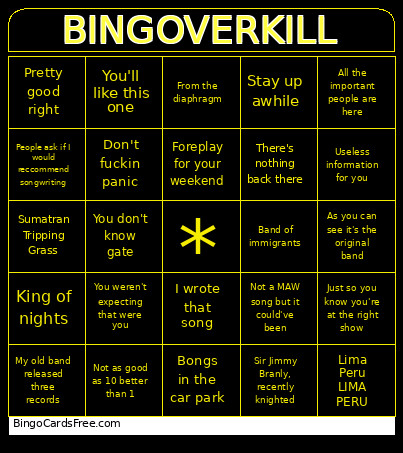 Verkill Bingo Card