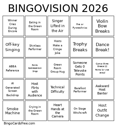 VISION 2026 Bingo Card