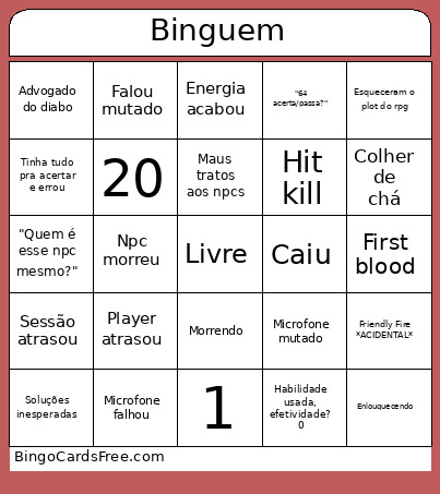 Binguem Bingo Card