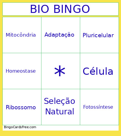 BIO Bingo Card
