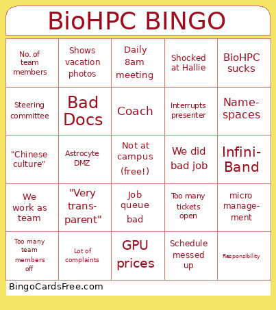 BioHPC Bingo Card