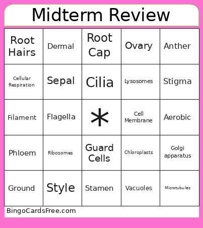 Biology Review Bingo Card