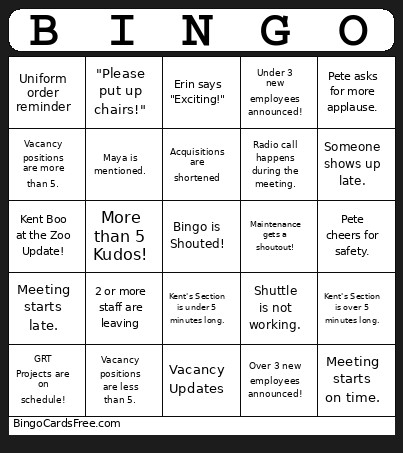 Biopark Meeting Bingo Card