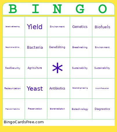 BIOTECH Bingo Card
