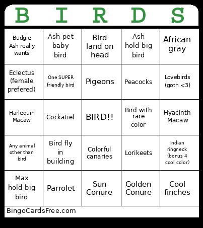 Bird Bingo Card