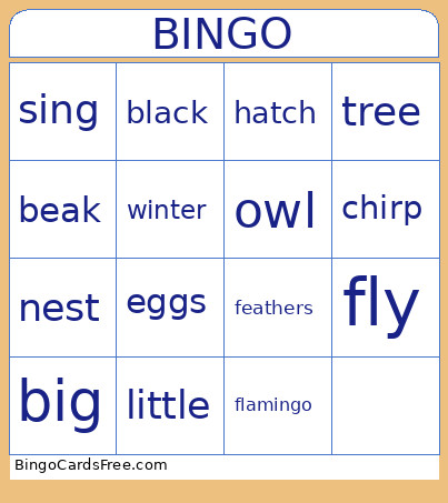 BIRDS Bingo Card