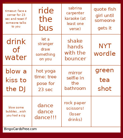 Birthday Bingo Card