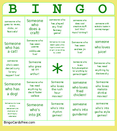 Birthday Bingo Card