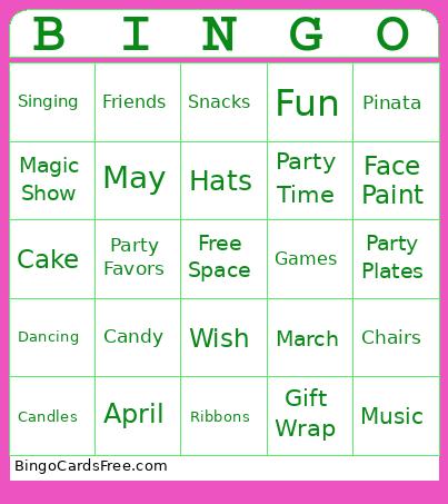 Birthday Bash Bingo