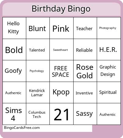 Birthday Bingo