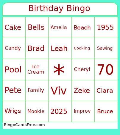 Birthday Bingo Card
