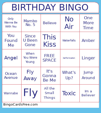 Birthday Bingo Card