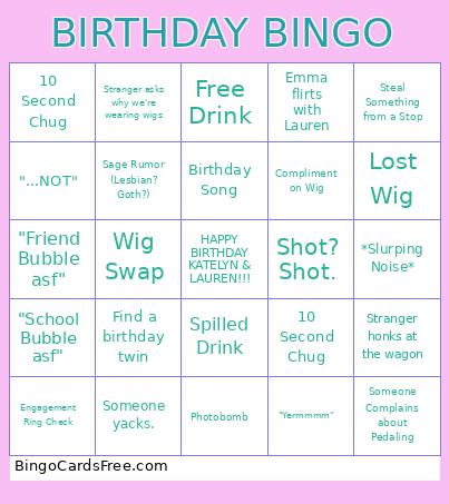 BIRTHDAY Bingo Card