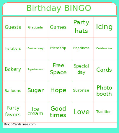 Birthday Bingo Card