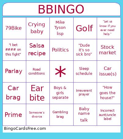 Birthday Weekend Bingo Card