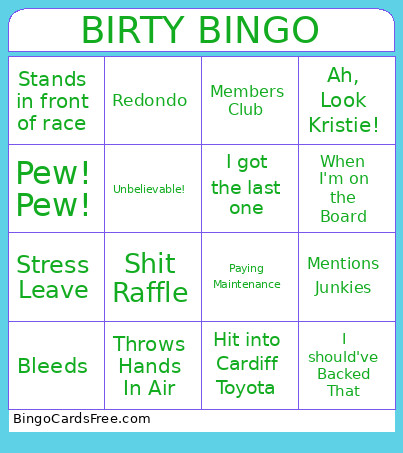Birty Bingo Card