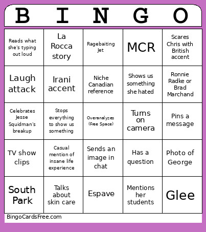 Bisc Bingo Card