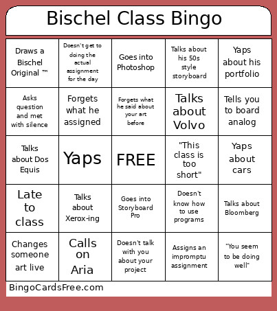 Bischel Class Bingo Card