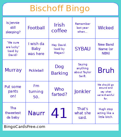 Bischoff Bingo Card