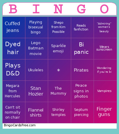 Bisexual Bingo Card