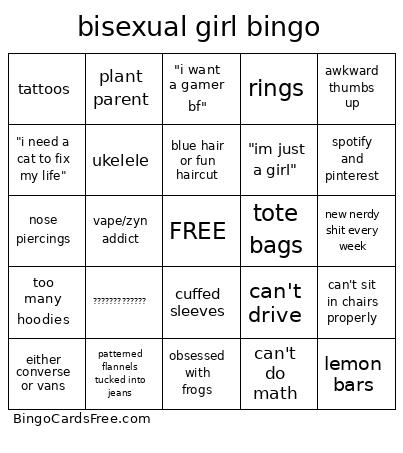 Bisexual Girl Bingo Card