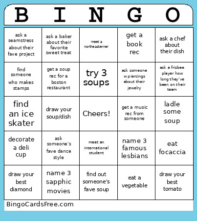 Bistro Bingo Card