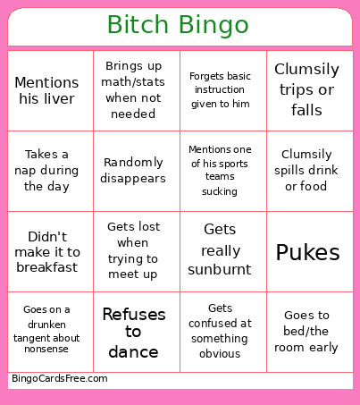 Bitch Bingo Card