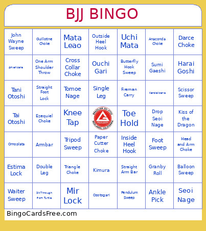 BJJ Bingo Card